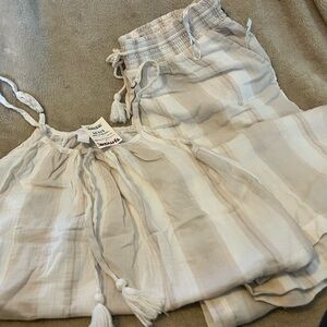 Women's Cream Striped Pajama Set